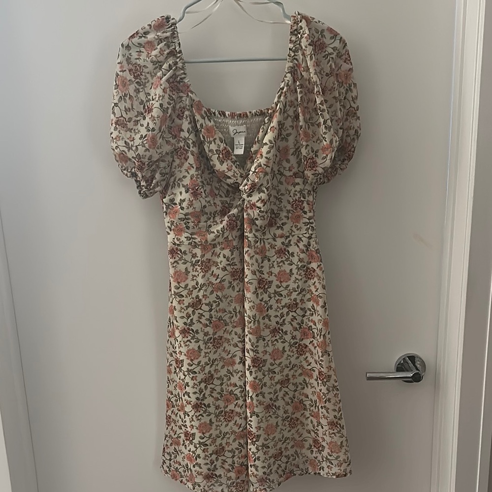 Japna Pink and Cream Floral Mini Dress
